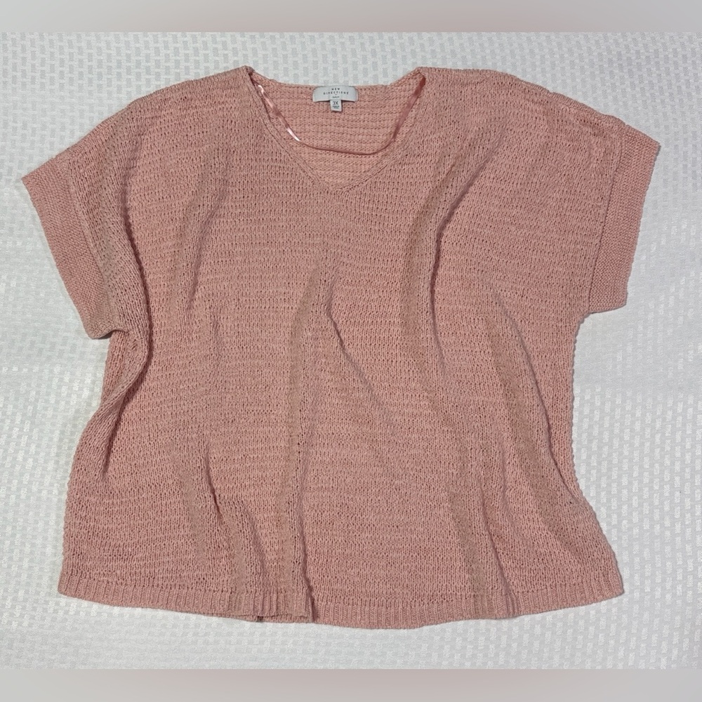 New Directions 3X Pink Oversized Lightweight Knit Sweater